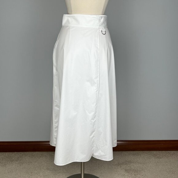 Tibi Womens Eco Poplin Back Wrap Midi Skirt White Cotton Tie Waist size 2 - Picture 8 of 14